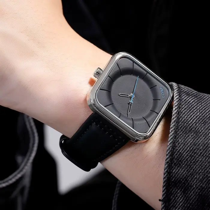 TOMI mode Simple montre à Quartz noir hommes et femmes carré de haute qualité élégant