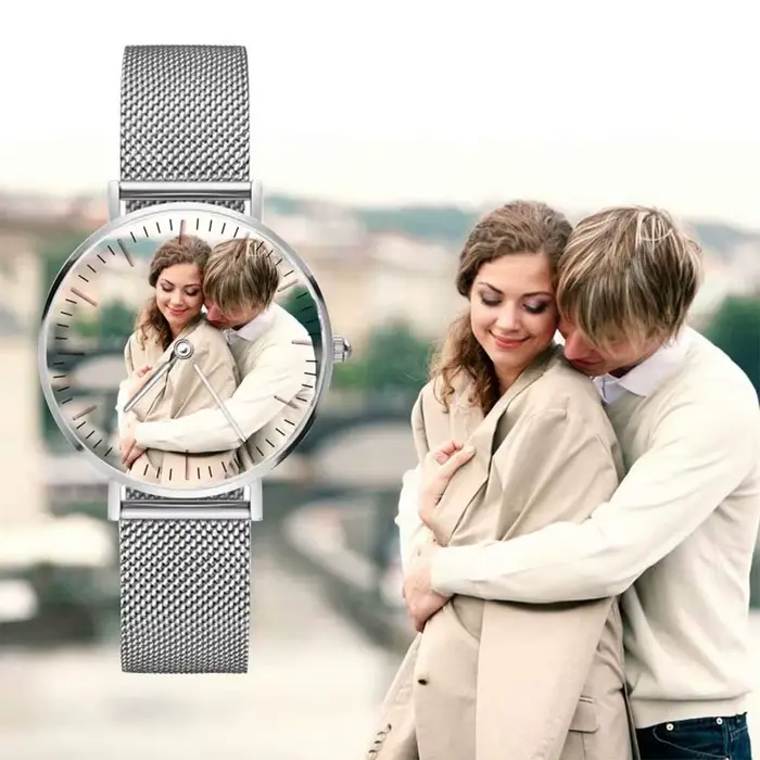 Amxiu-Montre à quartz personnalisée en acier inoxydable pour hommes et femmes