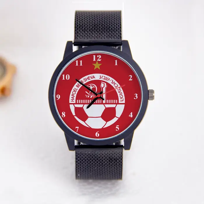 Montre Vintage HAPOEL BEER-SHEVA pour Homme Or Rose Cadran Football Montres à Quartz Occasions Spéciales Cadeau Argent