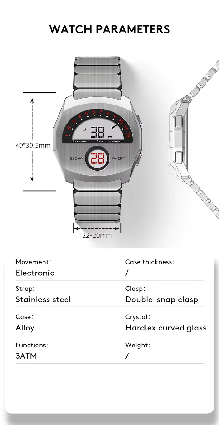 Montre-bracelet créative au design unique avec bracelet doré pour hommes