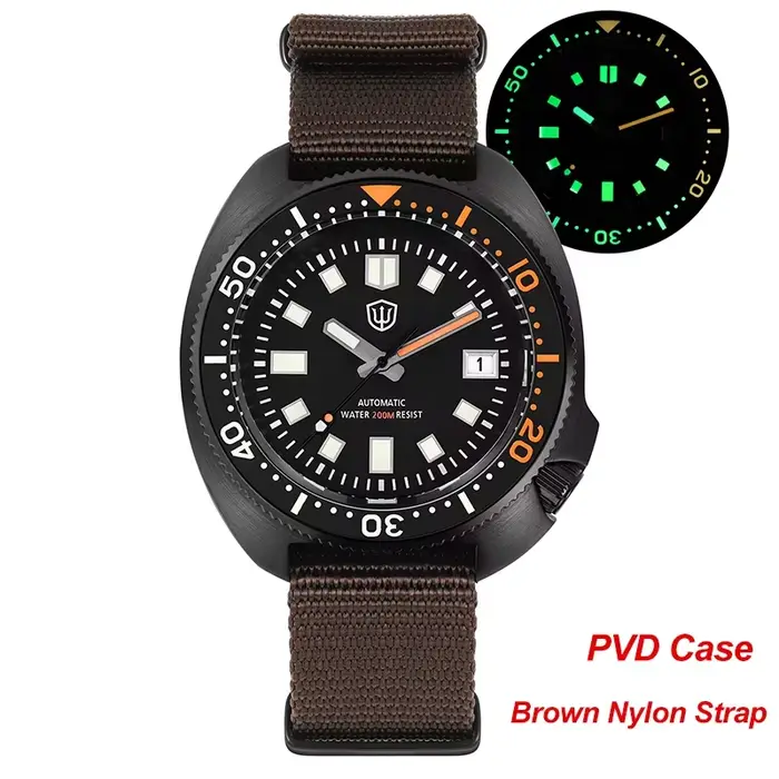 Watchdives WD6105 montre de plongée Abalone NH35 mouvement automatique boîtier PVD montre pour homme
