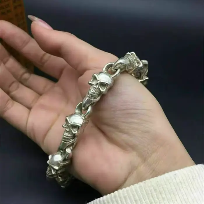 Bracelet de luxe tibétain en argent pour hommes et femmes