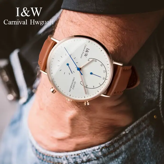 Carnaval marque montres de luxe pour homme mode étanche or Rose argent horloge militaire hommes