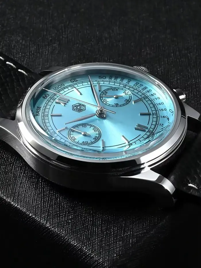 San Martin 38mm VK64 montre à Quartz hommes Vintage chronographe montres robe arabe/romain indices 5Bar saphir SN0101JS-1/2