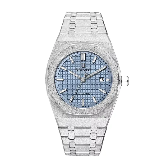 OBLVLO – montre automatique pour hommes, 41mm, mécanique, étanche 5ATM, miroir saphir, cadran gaufré