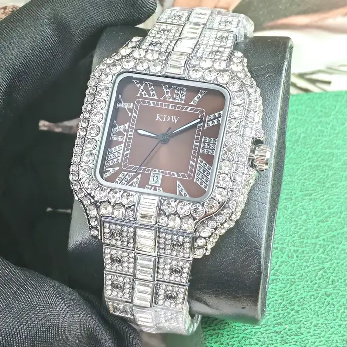 Montre en Quartz Diamantée de Luxe pour Homme