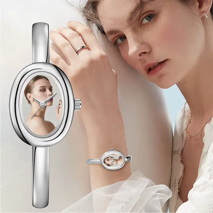 Montre-bracelet personnalisable pour femme avec image unique style mode et décontracté résistante à l'eau pour diverses occasions