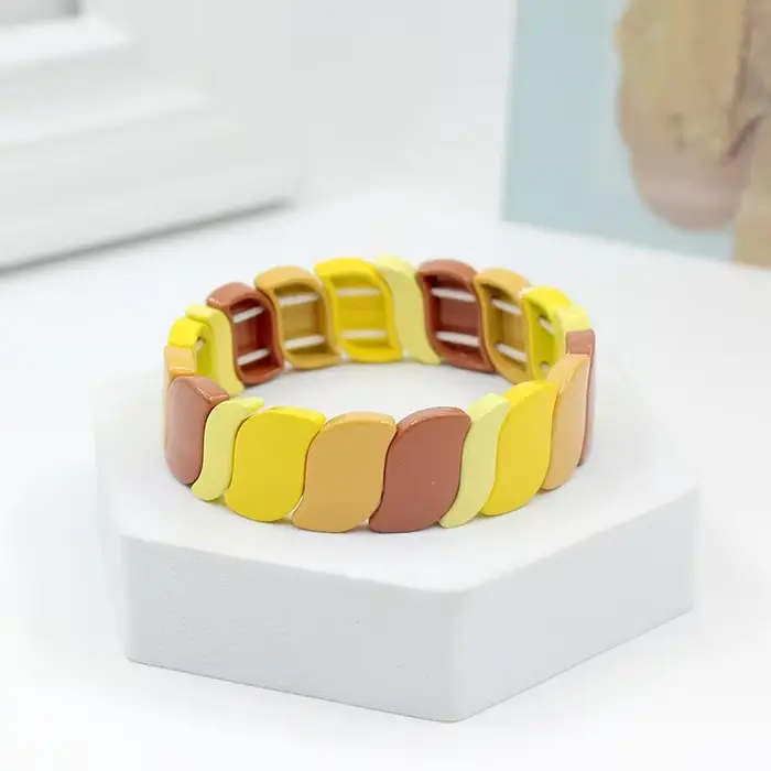 Nouveau Bracelet en émail pour femme 2026 Macron Color, motif feuille irrégulière, géométrique, supe
