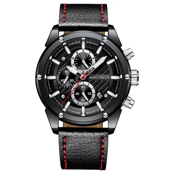 Montres de sport décontractées MINI FOCUS pour hommes, montre-bracelet en cuir militaire de luxe de marque haut de gamme, montre pour homme, chronographe tendance