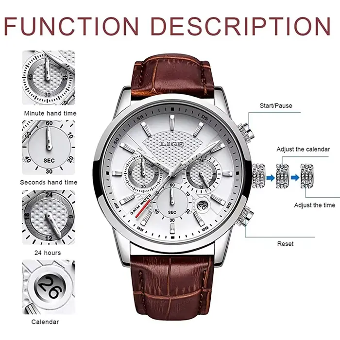 LIGE 2025 montre hommes mode sport horloges à Quartz