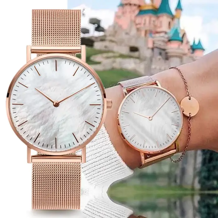 Marque de luxe montre en or Rose cadran coquille