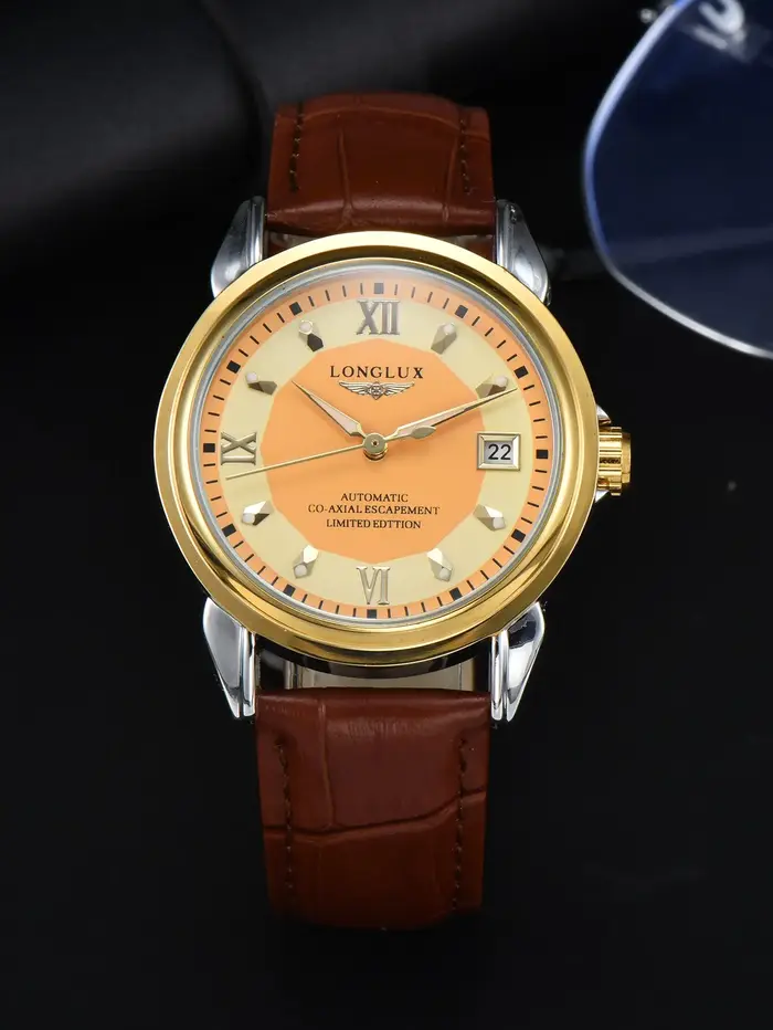 Montre automatique LONGLUX édition limitée en cuir pour hommes occasions spéciales rendez-vous affaires loisirs