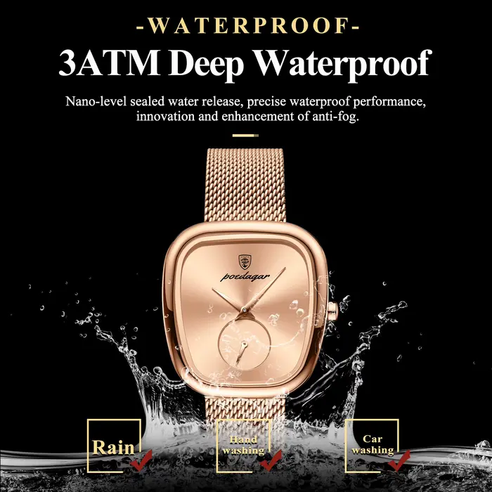 POEDAGAR marque de luxe femme montre étanche en acier inoxydable maille femmes montres mode élégant 