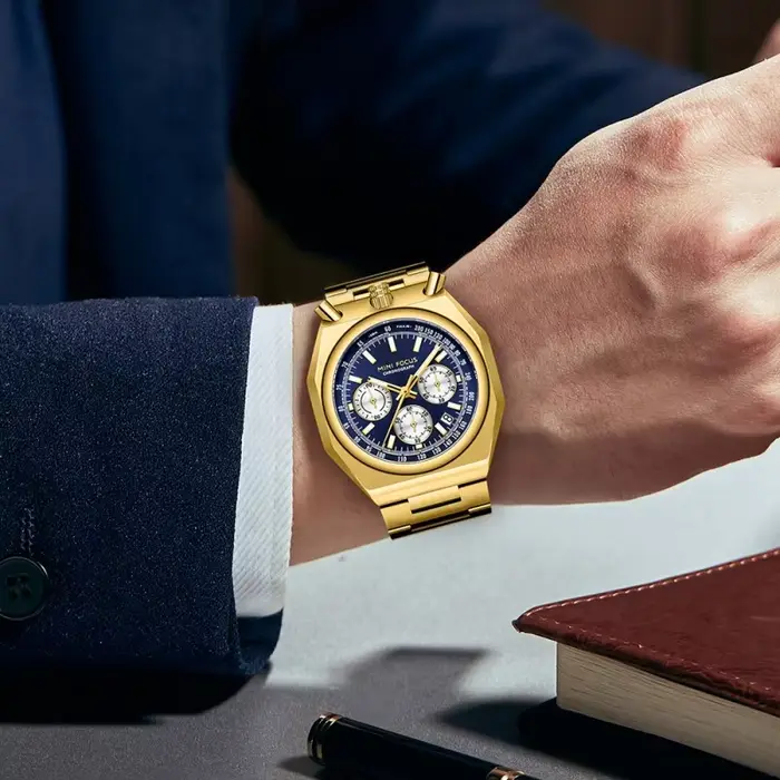 MINI FOCUS disponible en Stock MF0601G chronographe montre à Quartz pour les amoureux mode montre-bracelet lumineuse étanche avec calendrier