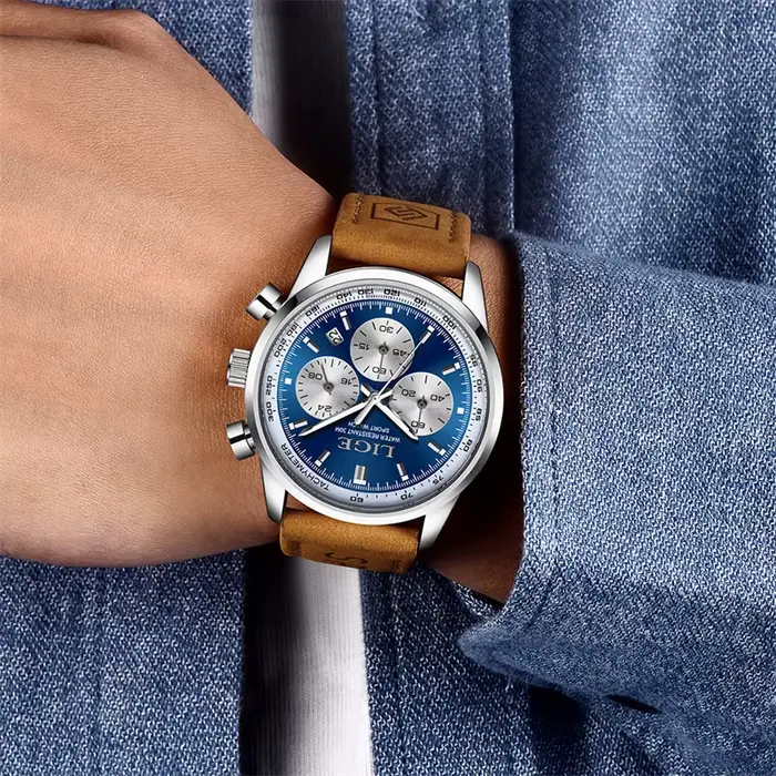 Nouvelle Montre Homme 2026 LIGE Montre en Cuir Luxe pour Homme Mode Sport Chronographe Quartz Étanche Occasions Spéciales