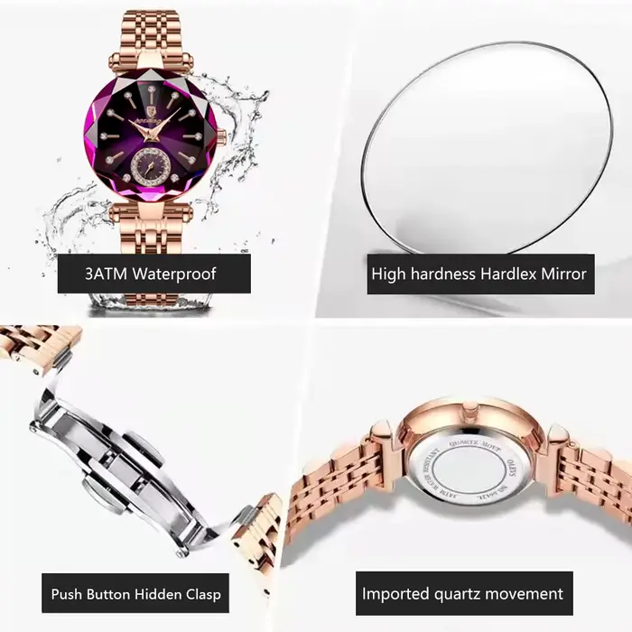 Montre-Bracelet de Luxe à Cadran Diamant pour Femme