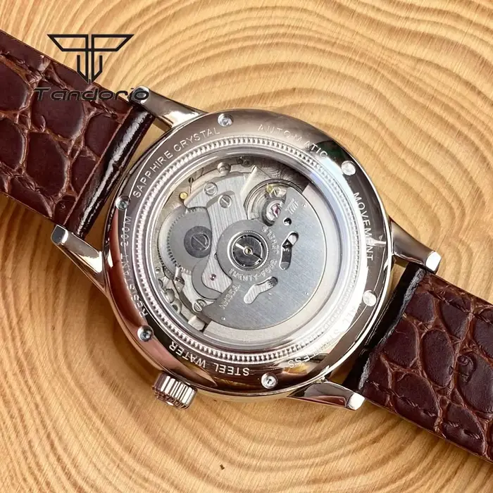 Montre Tandorio Double Dôme Saphir NH35 Mécanique Hommes Plongeur Occasions Spéciales Elégante Robuste Quartz Argent Brun Or Rouge