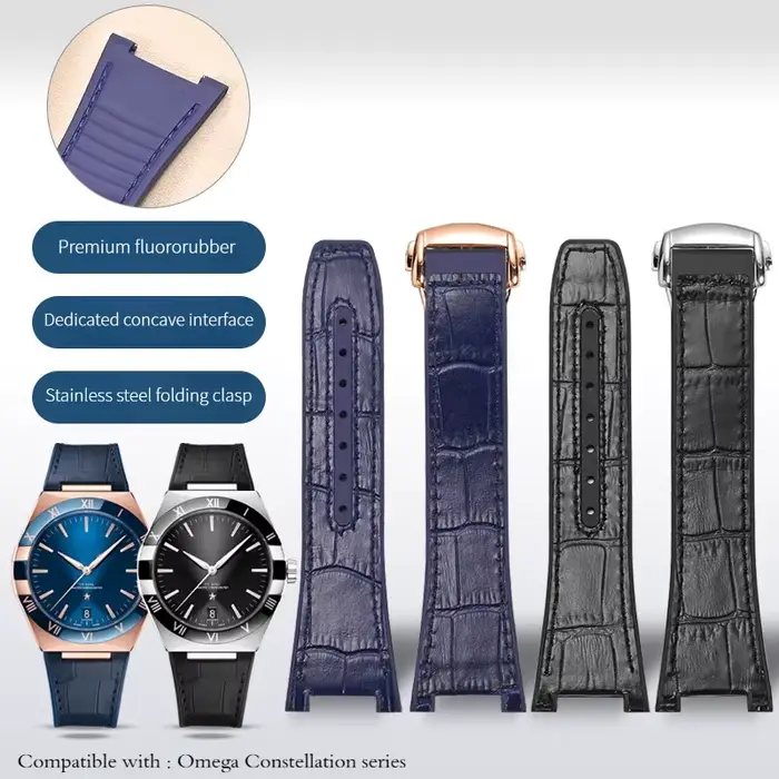 Bracelet de montre en cuir de vache véritable + FKM