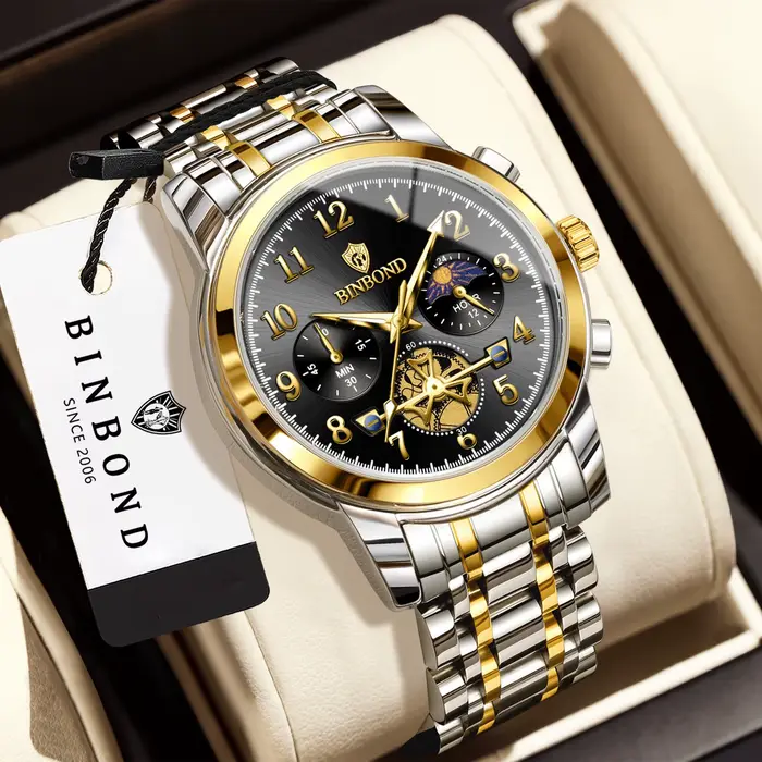 Montre de luxe homme chronographe lumineuse résistante à l'eau pour hommes quartz précise robuste occasions spéciales