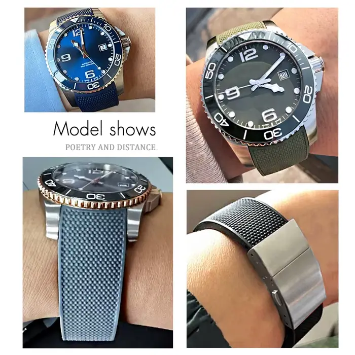 Bracelet de montre étanche en caoutchouc et silicone