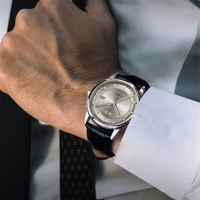 Suisse I & W carnaval marque de luxe japon mis5 automatique mécanique saphir hommes montres étanche en cuir horloge 572G-L