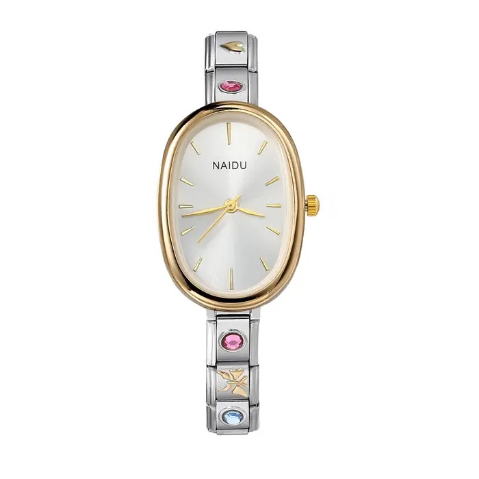 GEMOSA moderne ovale décontracté Vintage Design montres à Quartz femmes dames en acier inoxydable largeur 9mm bracelet fête anniversaire cadeau parfait