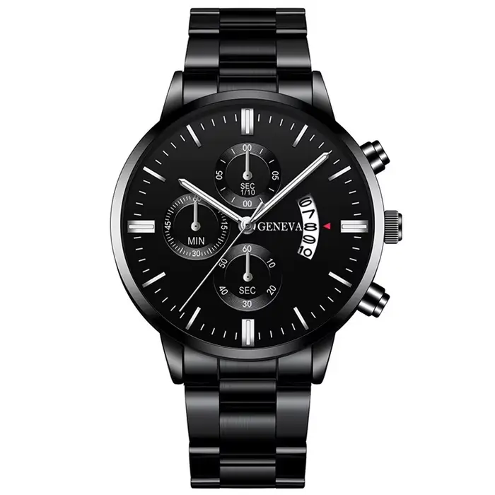 montre homme Montre de sport de luxe pour hommes, en acier inoxydable, à Quartz, décontractée, en cu