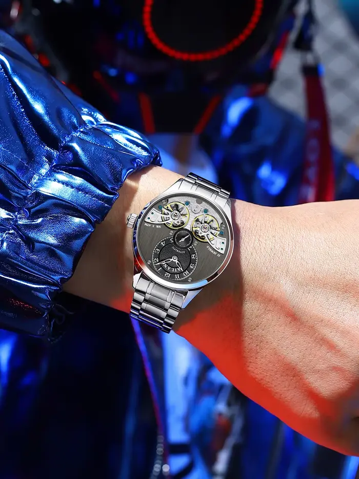 Montre Daniel Gorman Tourbillon Volant Design Squelette Complet Verre Saphir Bracelet Acier Occasions Spéciales