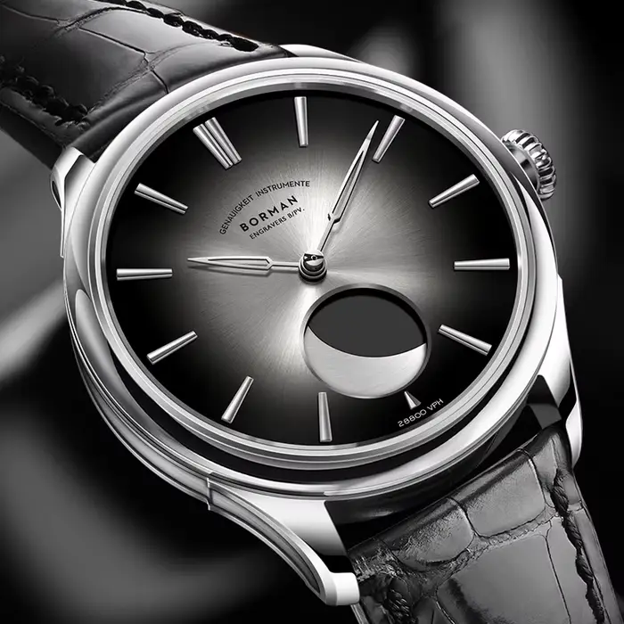 BORMAN 41.5mm 5ATM montres mécaniques étanches Phase de lune luxe concepteur hommes robe montre-bracelet automatique