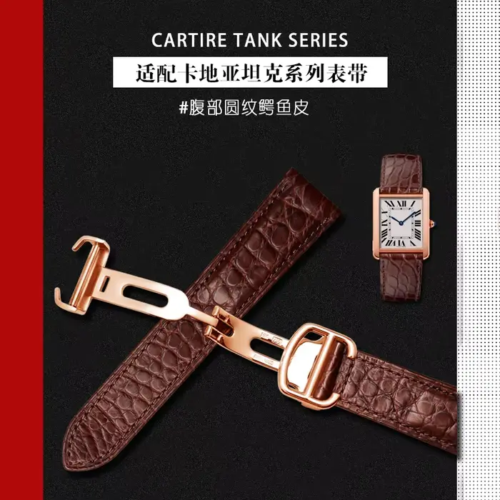 Bracelet en cuir d'alligator pour homme et femme avec fermoir en acier pour montres de luxe occasions spéciales