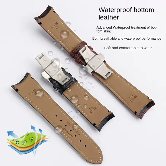 Bracelet de montre en cuir véritable pour homme