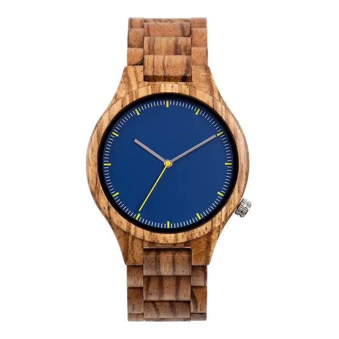 Montre bracelet à quartz en bois naturel rond double affichage pour homme et femme, légère artisanal