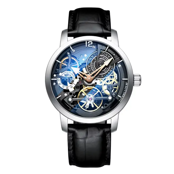AILANG Montre automatique à tourbillon de conception originale pour homme, montre mécanique en cuir,