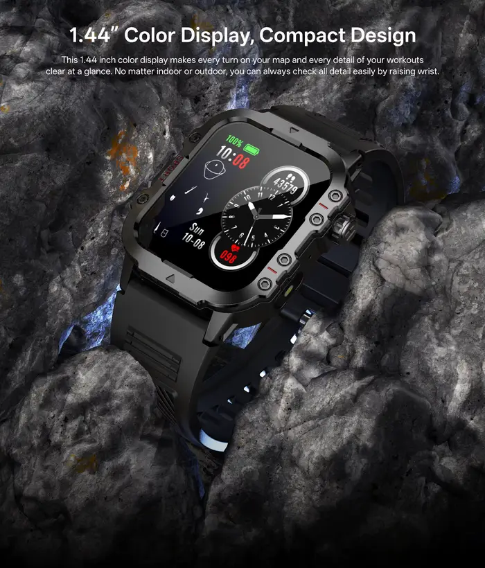 Montre connectée militaire COTAUL avec GPS, suivi sportif et santé, rappel d'appel et message, cadrans personnalisables pour hommes occassions spéciales