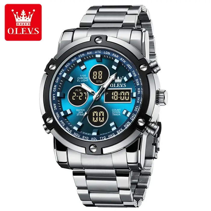 Montre militaire numérique OLEVS avec affichage LED et chronographe pour hommes occasions sportives et quotidiennes