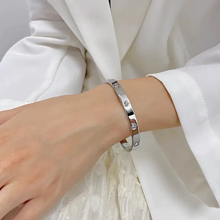 Bracelets de luxe en acier inoxydable et Zircon pour femmes