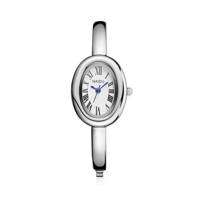 NAIDU – montre-bracelet ovale élégante pour femmes, cadran à chiffres romains, bracelet en or et arg
