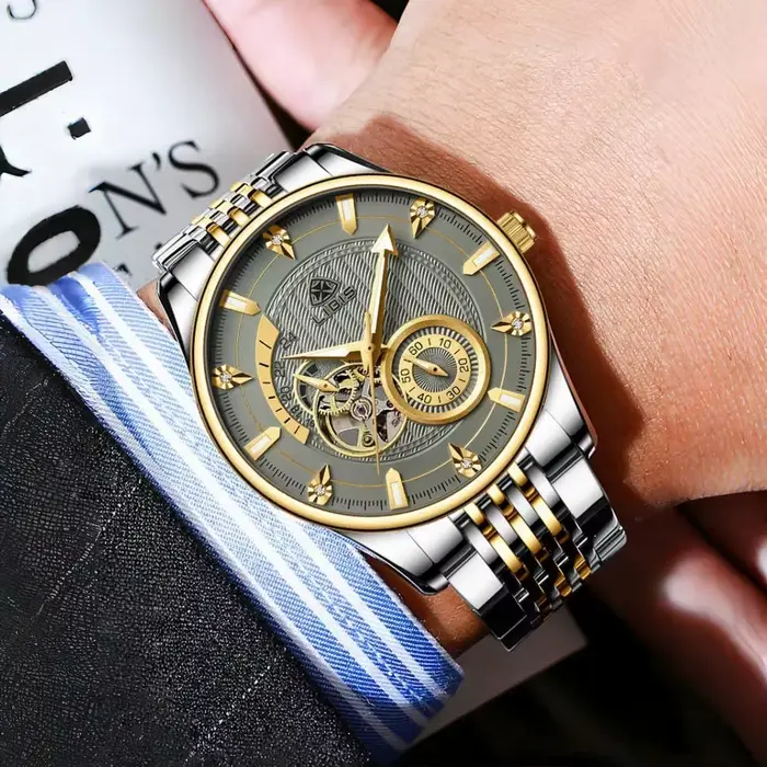 Montre de luxe pour homme en acier inoxydable