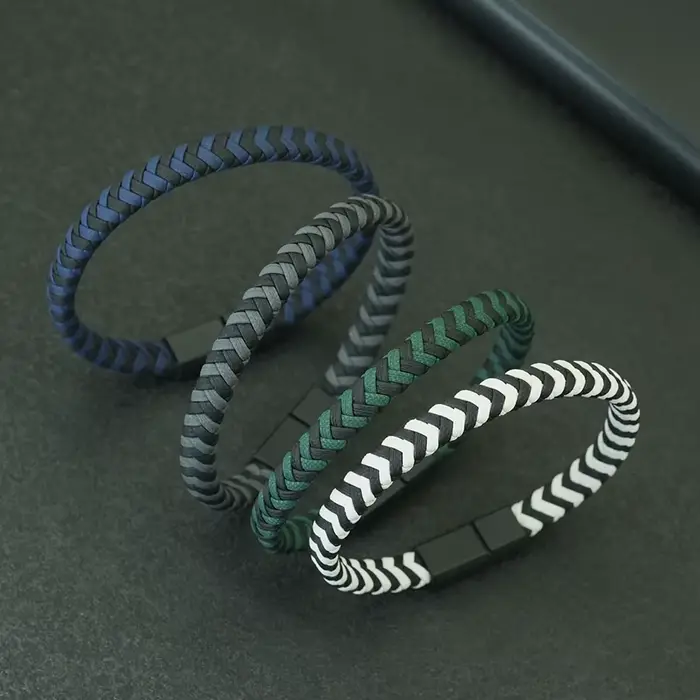 Bracelet en cuir tressé de haute qualité pour hommes