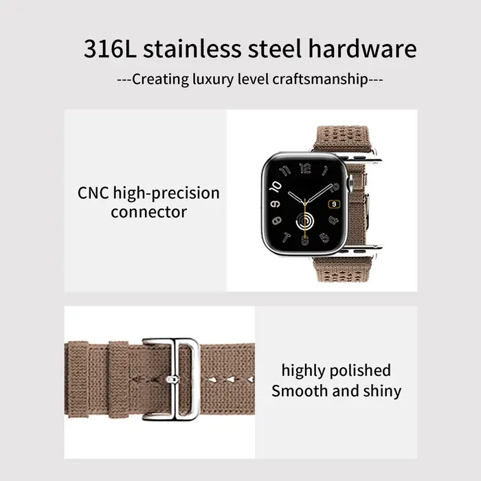 Nouveau Bracelet Kebitt Tricot Single Tour Bleu Jean Beige De Weimar pour Apple Watch Ultra2 10 9 8 7 6