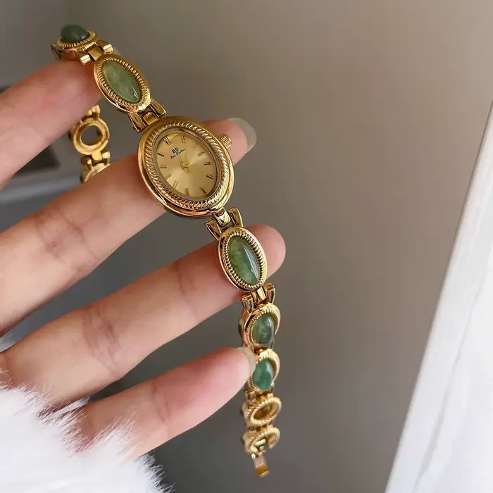Montre de luxe BS bee sister en jade avec bracelet à quartz pour femmes occasions spéciales élégantes