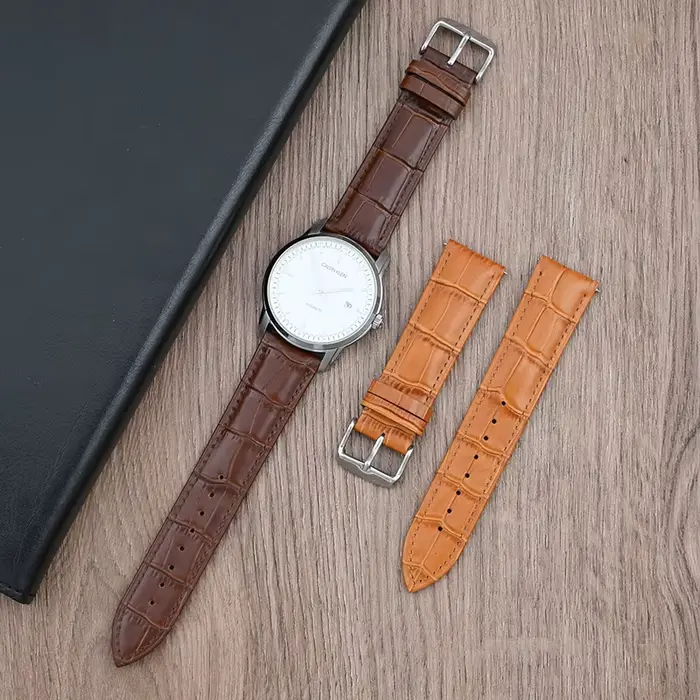 Bracelet de montre en cuir véritable pour hommes et femmes