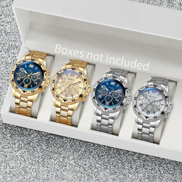 4 pièces/ensemble montres pour hommes mode cadran arabe bracelet en acier montre à Quartz ensemble (sans boîte)