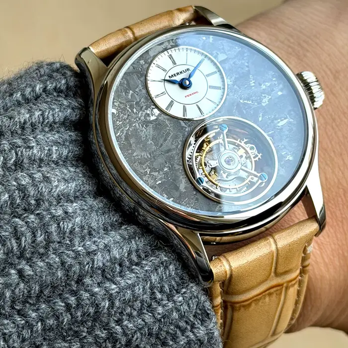 Merkur 100% montre Tourbillon hommes titane fleur de glace cadran saphir