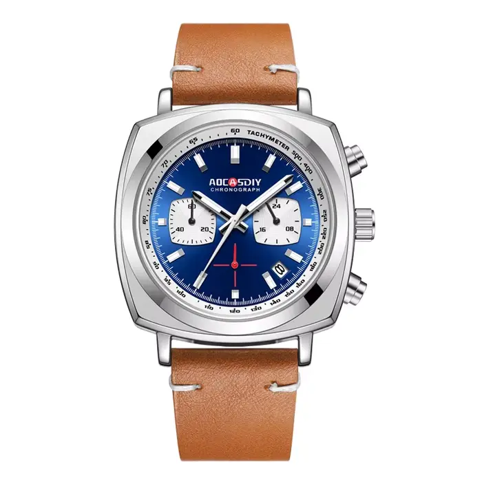 AOCASDIY Nouvelle Montre Carrée Tendance Multifonctionnelle à Trois Cadrans et Six Aiguilles, Montre