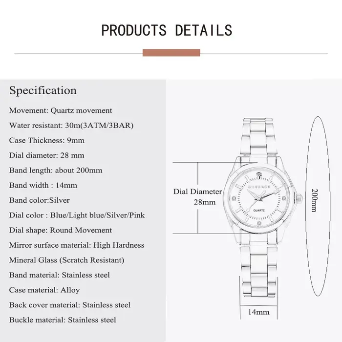 CHRONOS femmes élégantes montre de luxe dames marque de mode montre-bracelet mouvement à Quartz en a