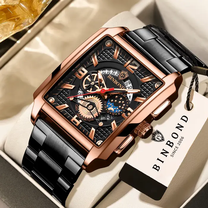 Montres-bracelets en quartz résistantes aux rayures pour hommes