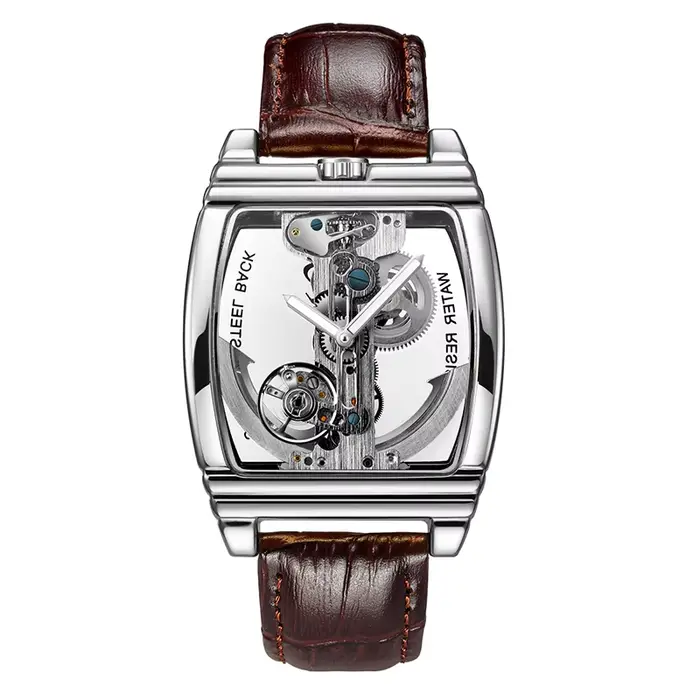 Montres pour hommes SHENHUA, marque haut de gamme, montre mécanique automatique transparente squelet