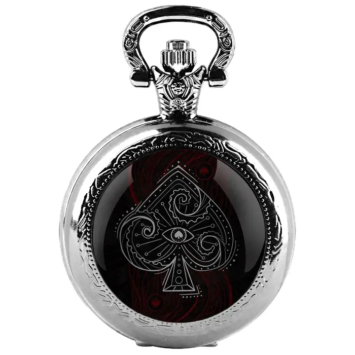 Montre De poche dôme en verre Poker cadran chiffre arabe Vintage hommes femmes collier pendentif horloge créative cadeau Reloj De Bolsillo