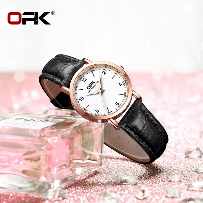 OPK 8613 montre pour femme Original élégant Simple marque montre-bracelet à Quartz étanche lumineux bracelet en cuir